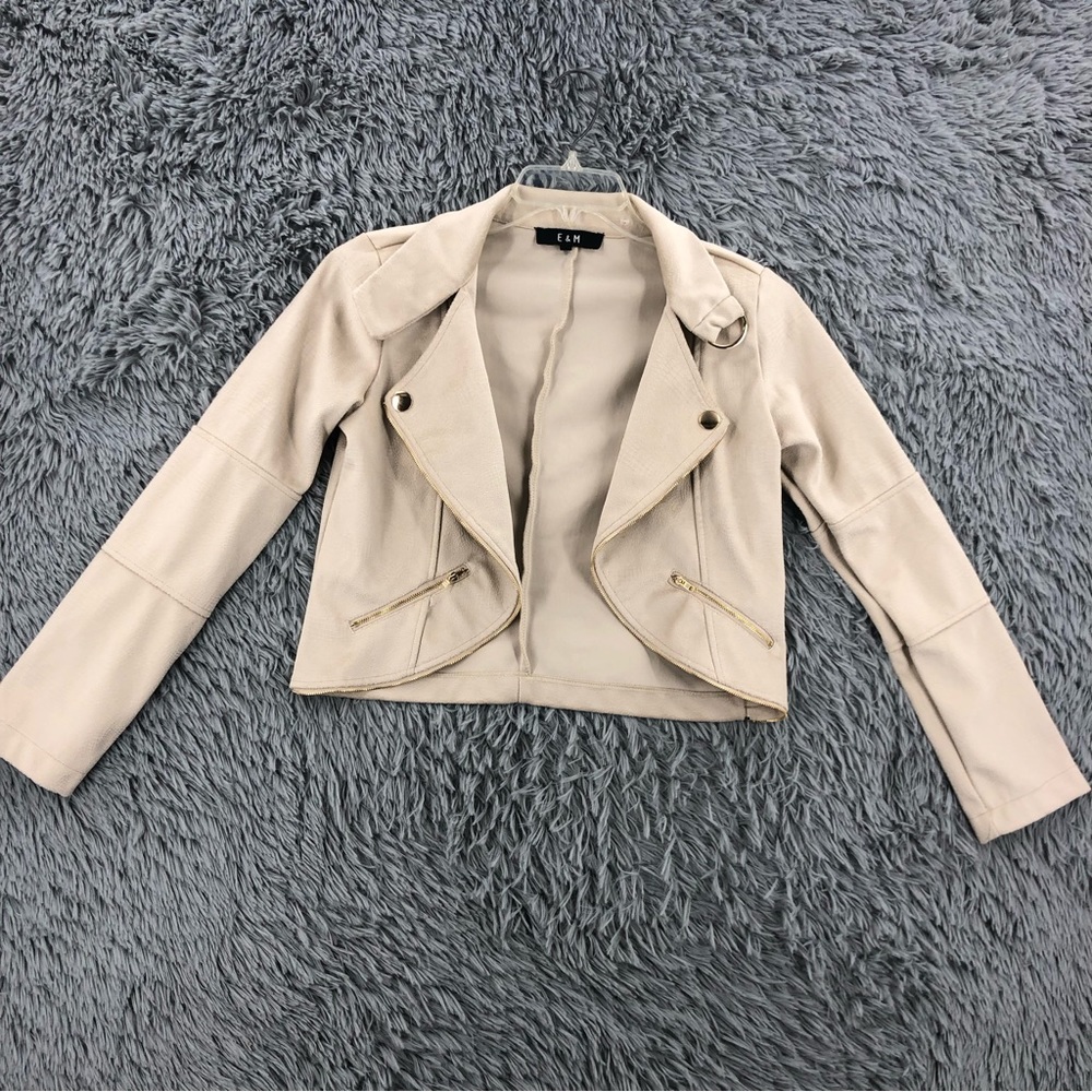 E&M Jacket Womens Medium Moto Motorcycle Zipper Cropped